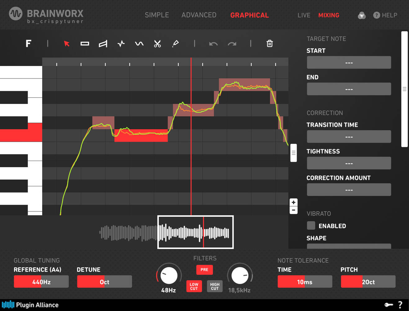 Straightforward vocal tuning with quick automatic correction, detailed graphical editing, and zero-latency live operation.