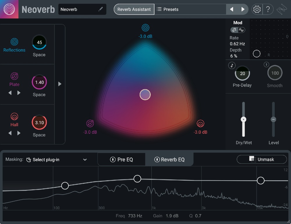 Combine and shape multiple reverbs with AI-assisted EQ and an assistant for fast, mix-friendly results.