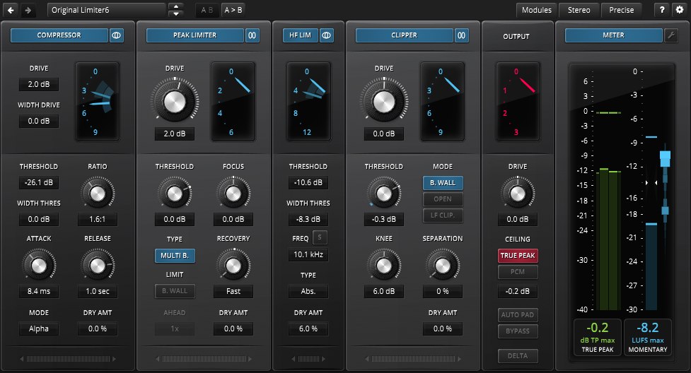 Modular dynamics toolkit for loudness control, peak protection, and creative crunch with advanced EBU and Zwicker metering.