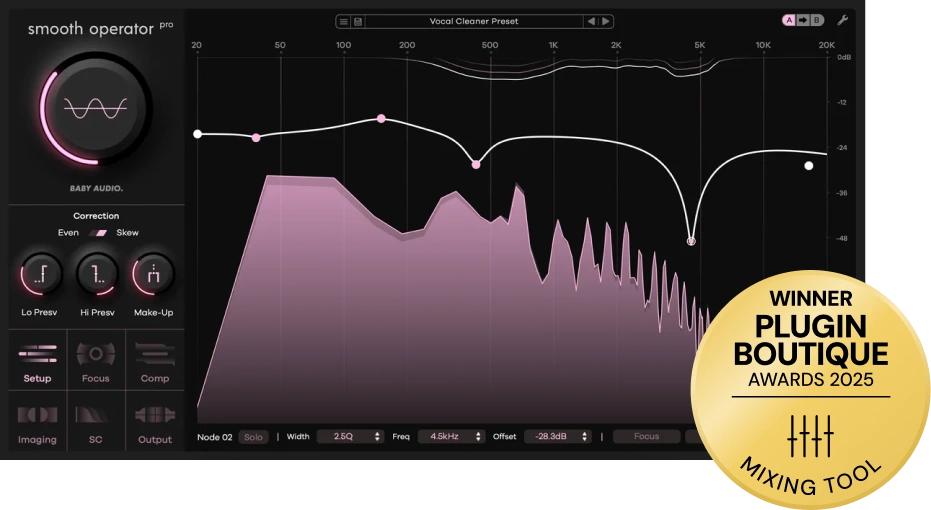Dynamic, per-frequency spectral balancing for clarity, resonance suppression and tonal reshaping with sidechain support.