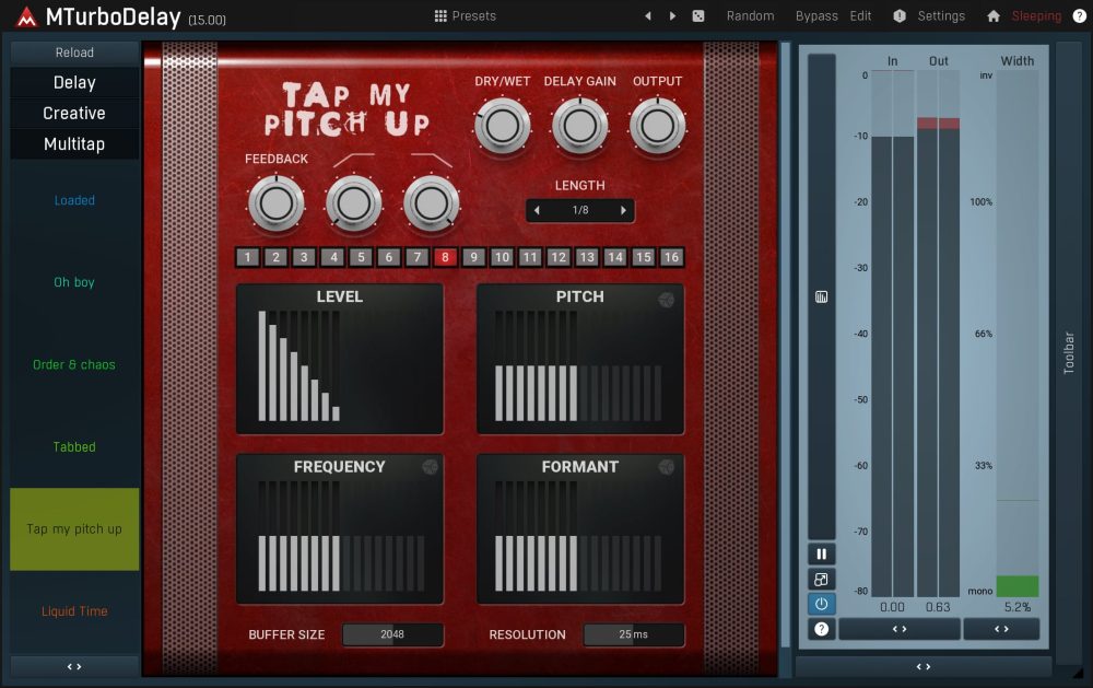 A single plugin offering 39 diverse delay algorithms for creative, tempo-synced and feedback-driven delay effects.