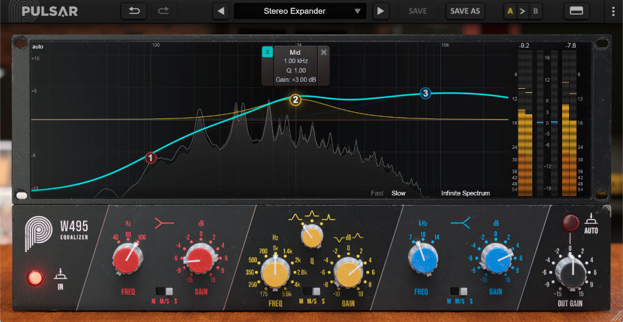 Component-accurate emulation of a classic three-band mastering EQ with mid/side per-band and visual curve editing.