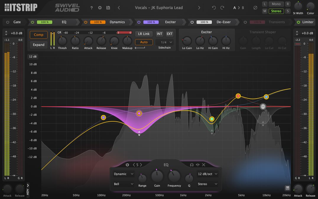 All-in-one channel strip with three EQ modes, dynamics, tape saturation and presets inspired by charted productions.