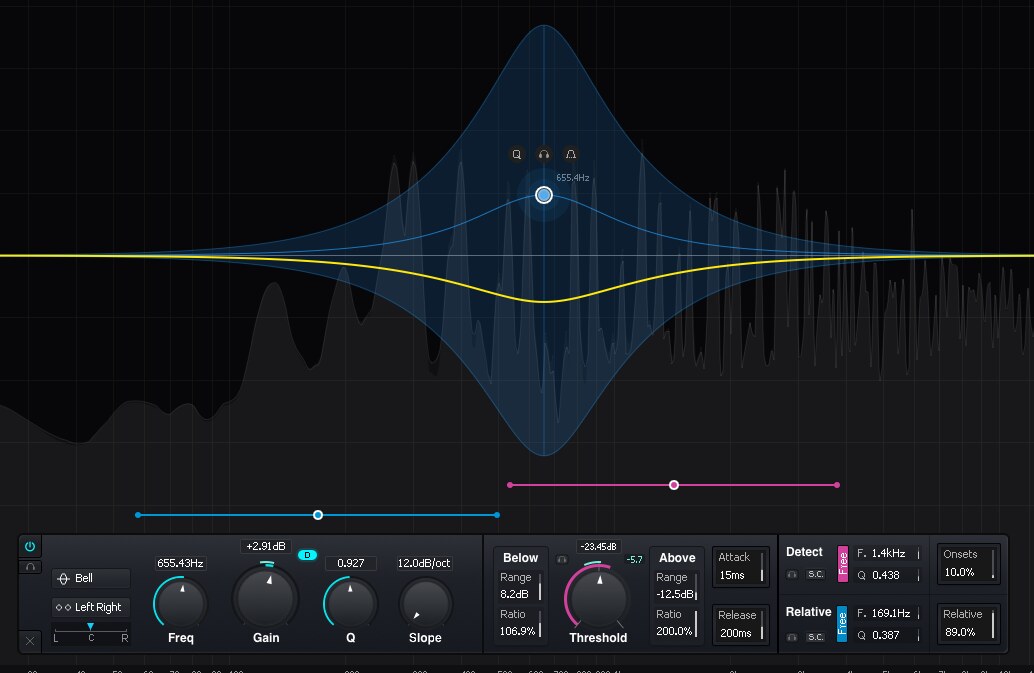 32-band parametric EQ with analog-modeled curves, ultra-high precision and advanced dynamic EQ controls.