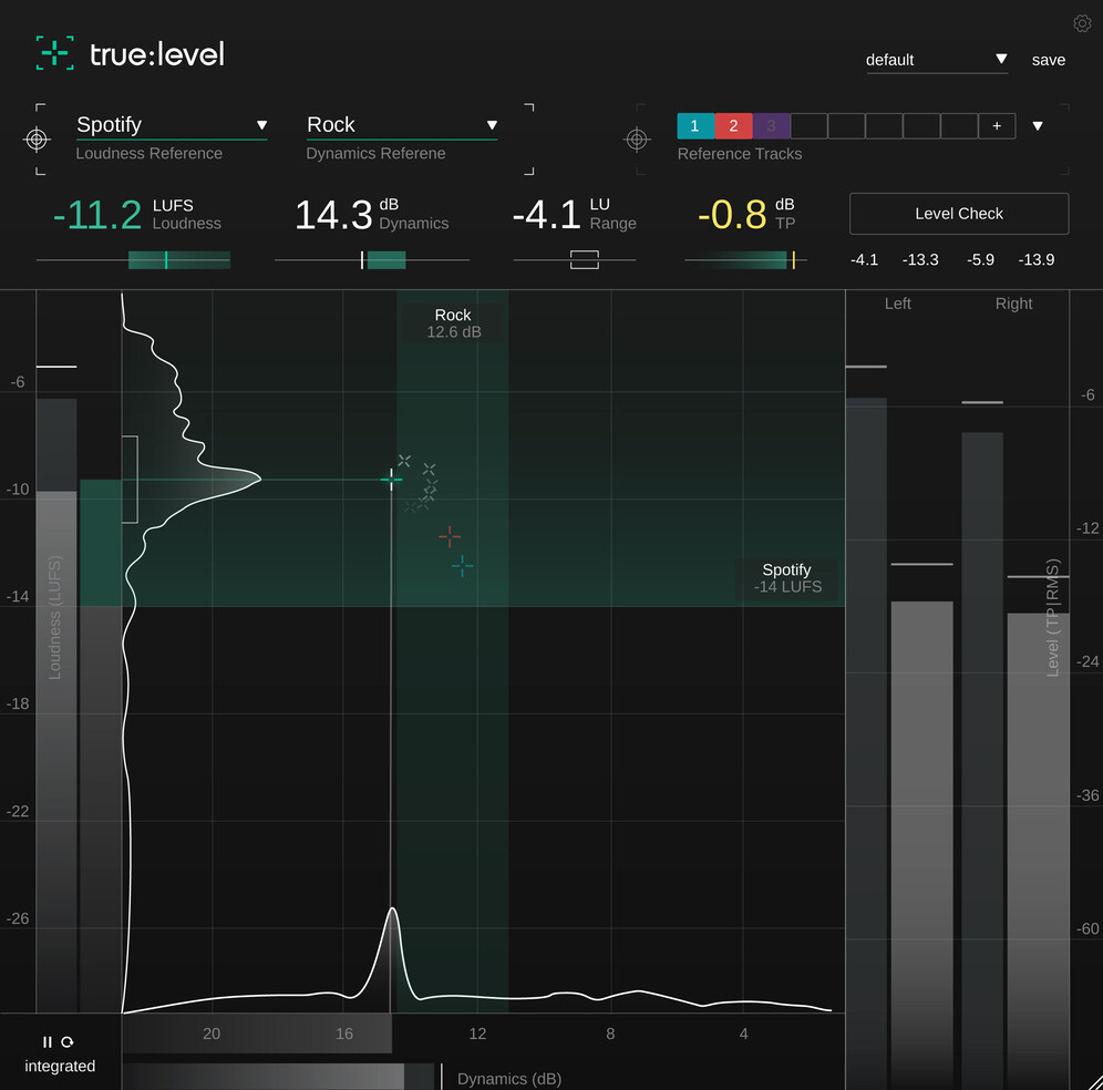 sonible true:level plugin interface on sale at Plugin Boutique, 28% off until Sep 28