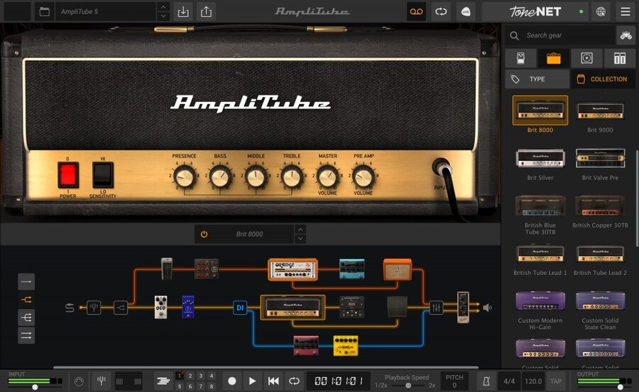 Extensive amp, cab and stomp modeling with VIR cabinet sampling, routing flexibility and a standalone multitrack recorder.
