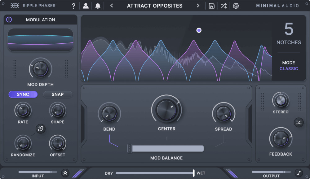Minimal Audio Ripple Phaser plugin interface on sale at Plugin Boutique, 40% off until Jul 20