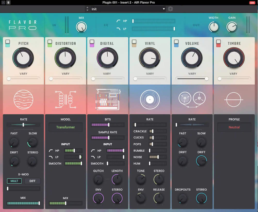Lo‑fi multi‑effects with vintage sampler emulations, saturation, vinyl noise and tape-style drift for samples and instruments.
