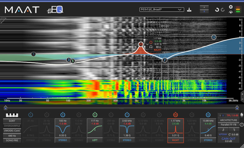 Twelve high‑fidelity minimum‑phase EQ architectures with flexible band routing, grouping and optional FiDef listening enhancement.