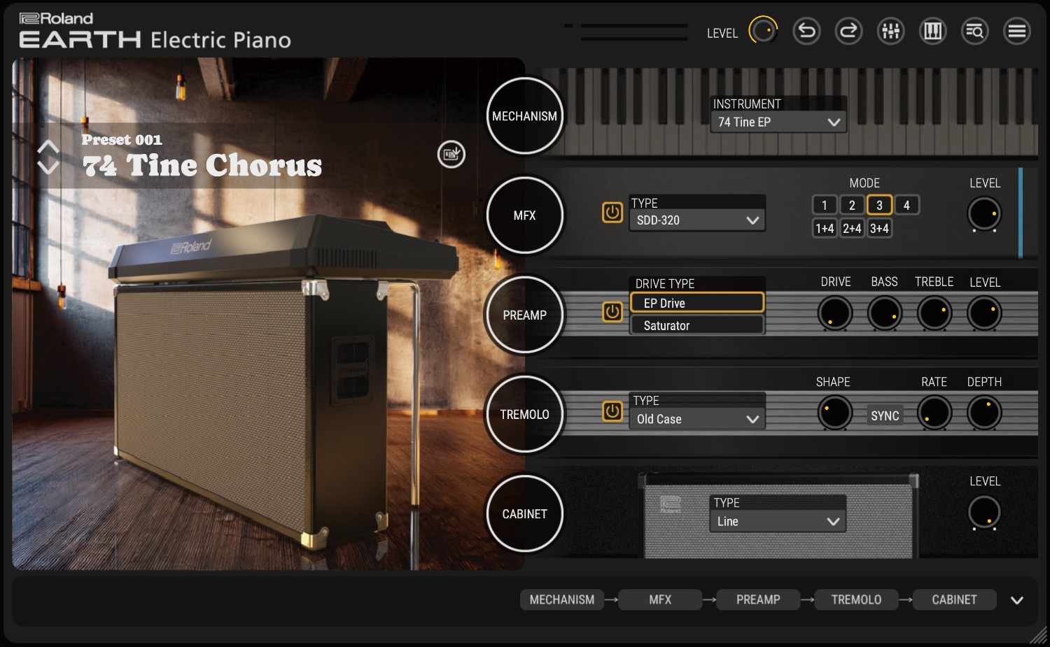 A virtual electric-piano instrument covering tine, reed, clavinet, vintage digital and electric-grand tones with extensive tone-shaping and effects.
