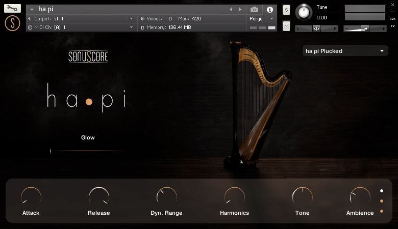 A Kontakt concert harp library for delicate plucks and ambient, shimmering textures.