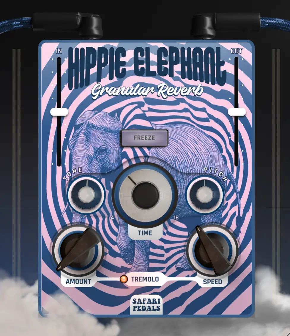 A granular reverb that creates warbly, psychedelic ambience with pitch and tremolo shaping.