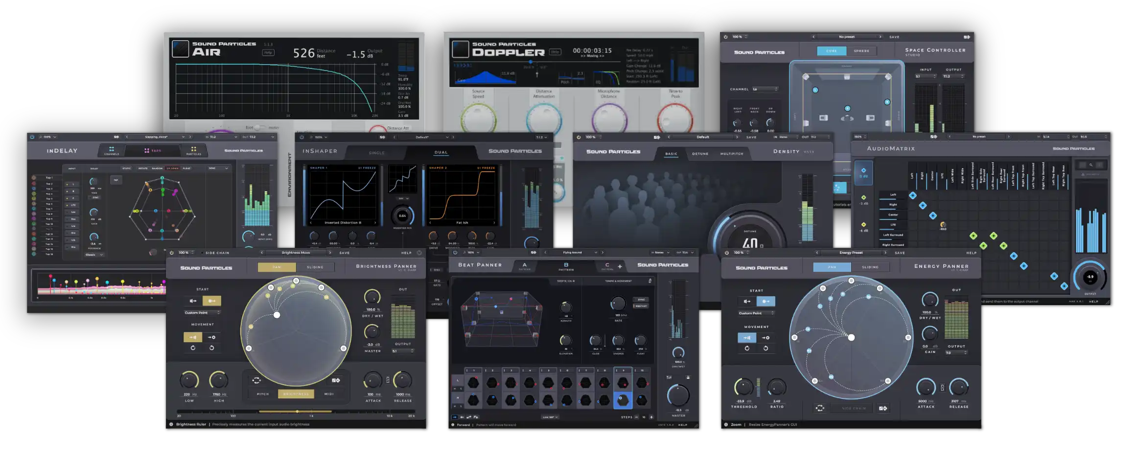 Ten plugins for spatial movement, ensemble generation, delay particles, routing and immersive mixing.