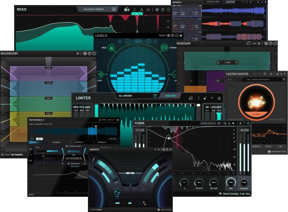 Complete set of analysis-driven mixing and mastering tools, including metering, stereo shaping, EQ, limiter, and a standalone QC app.