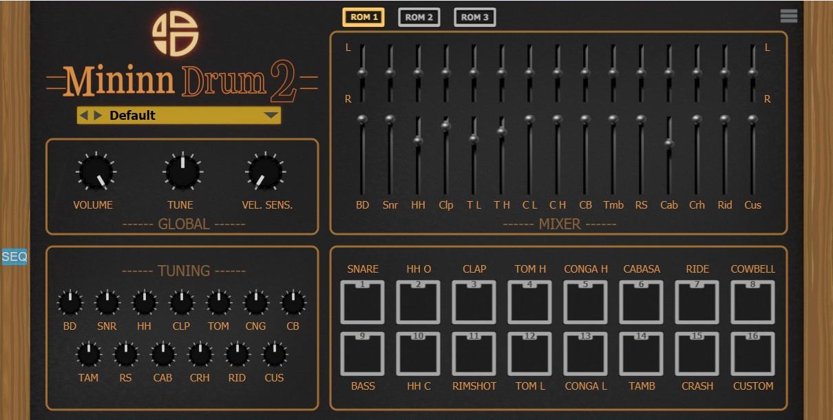 Linn-inspired drum machine with integrated step sequencer, vintage ROMs, custom sample pad and 128 rhythm presets.