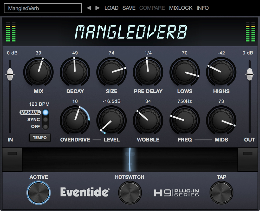Reverb-plus-distortion effect for sculpting lush spaces, saturated leads and realtime parameter morphing via Ribbon and HotSwitch.