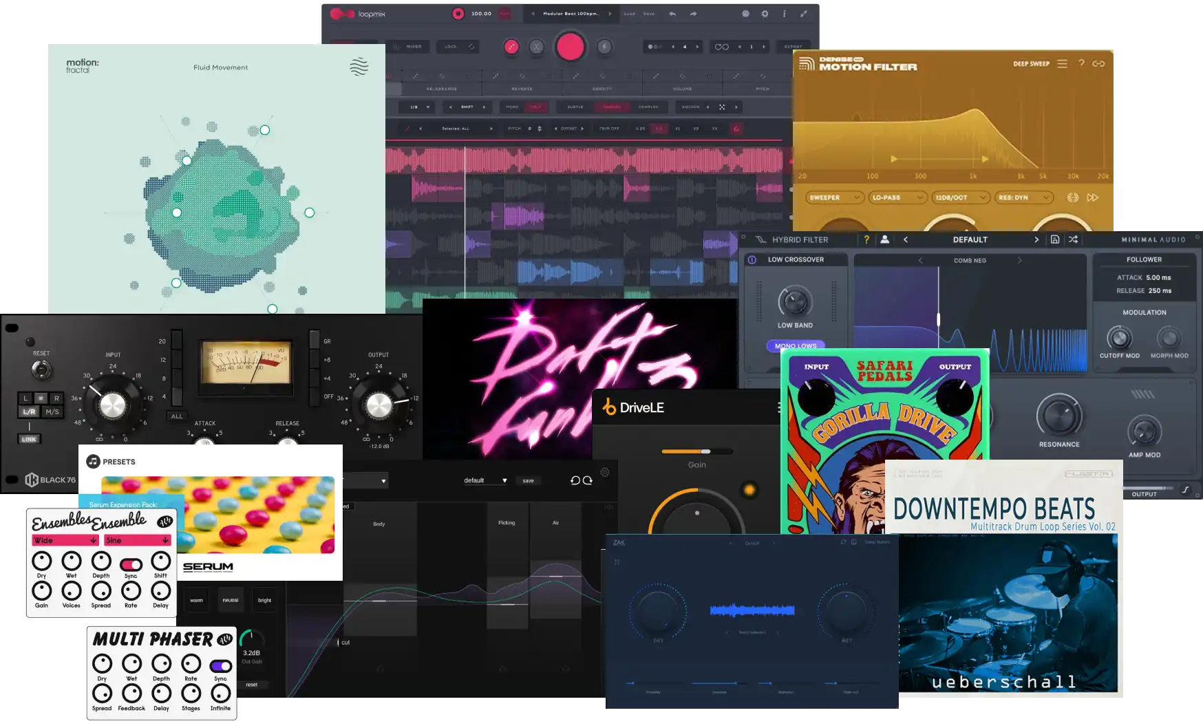 Fourteen creative tools and packs for loop mangling, motion effects, filters, vintage compression and warm instruments.