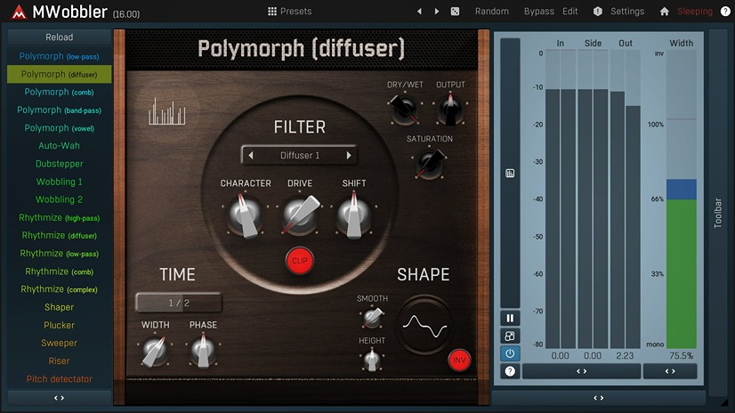MeldaProduction MWobbler plugin interface on sale at Plugin Boutique, 50% off until Jun 07