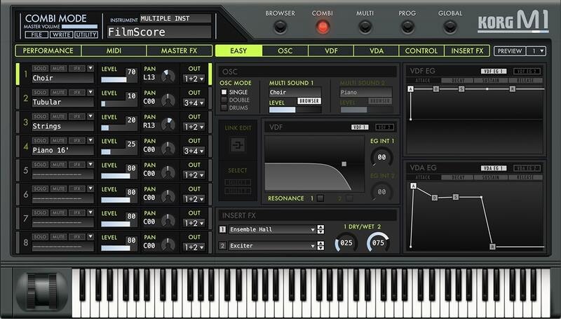 Authentic M1 sound reproduction with 3,300 presets, updated high‑res GUI, expanded effects and EASY editing mode.
