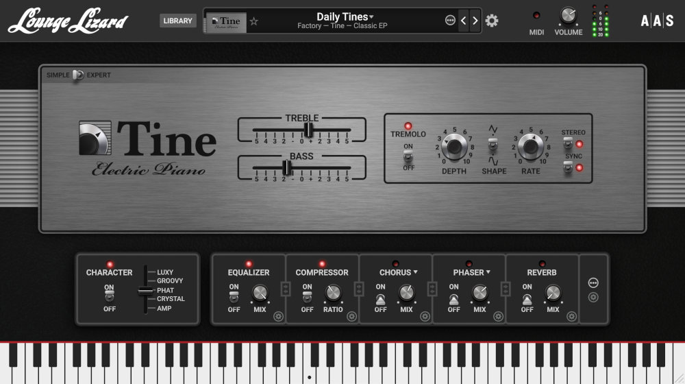 Applied Acoustics Systems Lounge Lizard EP-5 plugin interface on sale at Plugin Boutique, 50% off until Apr 20