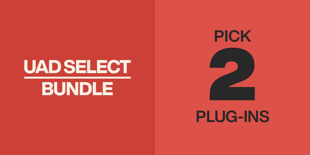 Pick two UAD plug‑ins or instruments from a curated list of over 80 best‑selling titles.