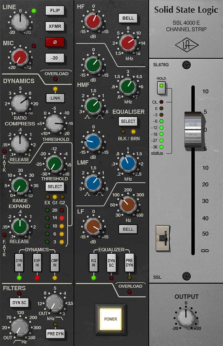 Accurate SSL 4000 E channel emulation with EQ, VCA compression, gating and Unison tracking support.