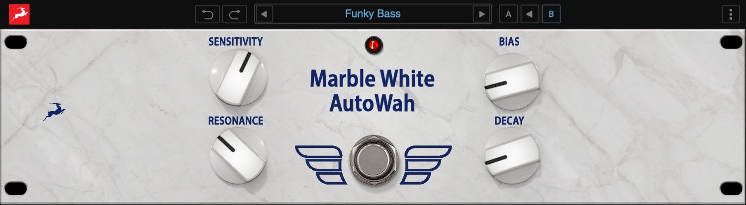 Antelope Audio Marble White AutoWah plugin interface on sale at Plugin Boutique, 90% off until Aug 31