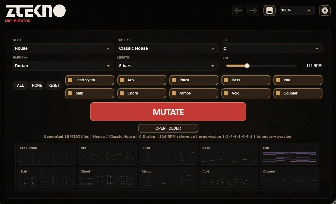 ZTEKNO MIDI Mutator plugin interface on sale at Plugin Boutique, 50% off until Jul 30