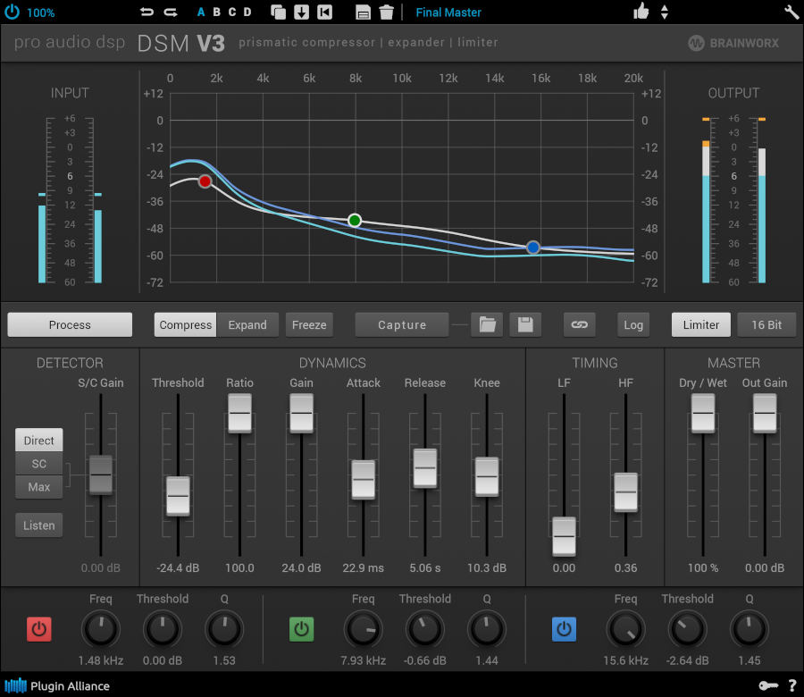 Multiband spectral-and-dynamic matching with program-aware capture, compression/expansion and a transparent limiter.