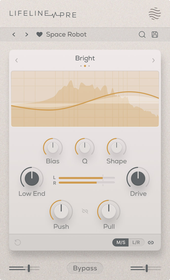Configurable preamp with three tonal modes, Push-Pull saturation curves, and detailed frequency-shaping controls.