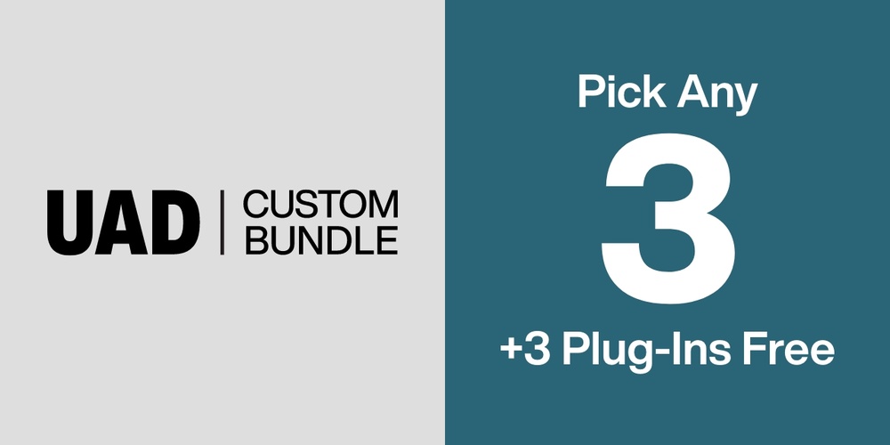 Build a personalized 6‑plug-in UAD bundle from a wide library of console, tape, compressor, reverb, and vocal emulations.