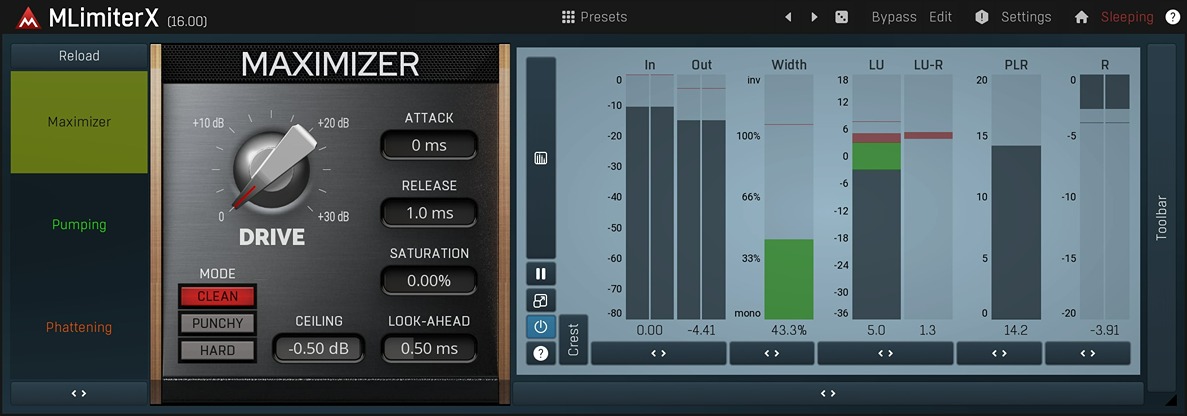 Simple loudness control with optional analog-style saturation and detailed editing tools.