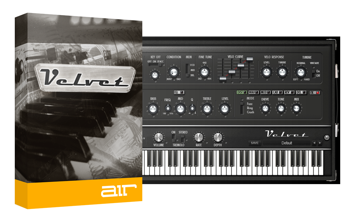 Accurate emulations of five classic 60s–70s electric pianos with modeling, Vintage Mode, and built-in preamp and effects.