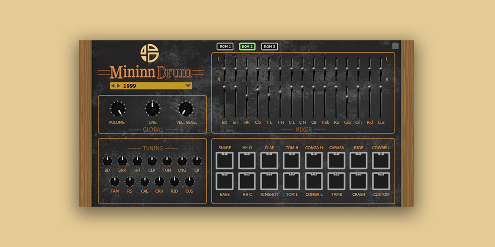 Three Linn-inspired ROMs, sampleable pad, per-sound control and 16 stereo multi-outs for flexible drum production.