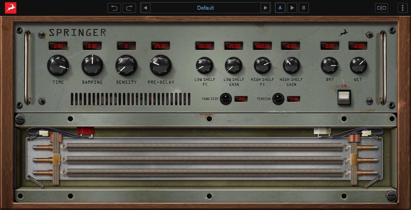 A spring reverb emulation that adds vintage lo-fi warmth with modern control over tank behavior.