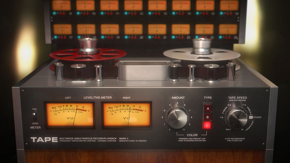 Three tape-machine emulations for adding cohesion, saturation, and low-end weight with minimal CPU impact.