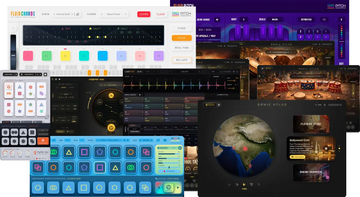 All-in-one collection of Pitch Innovations’ MIDI tools, samplers, sequencers and extensive Indian rhythm libraries.
