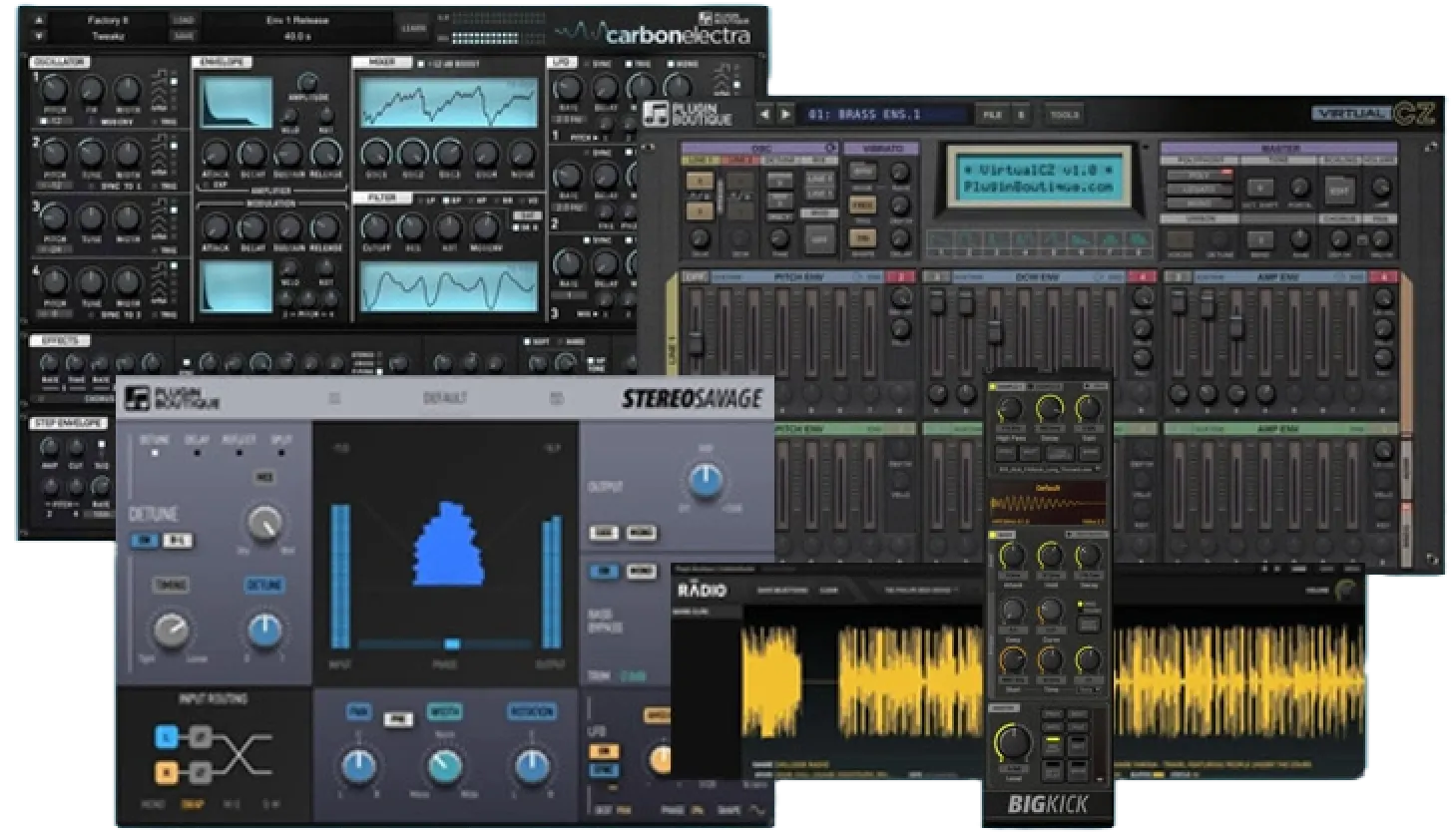 A pack of instruments and effects for kick design, vintage and modern synth tones, stereo shaping, and radio sampling.
