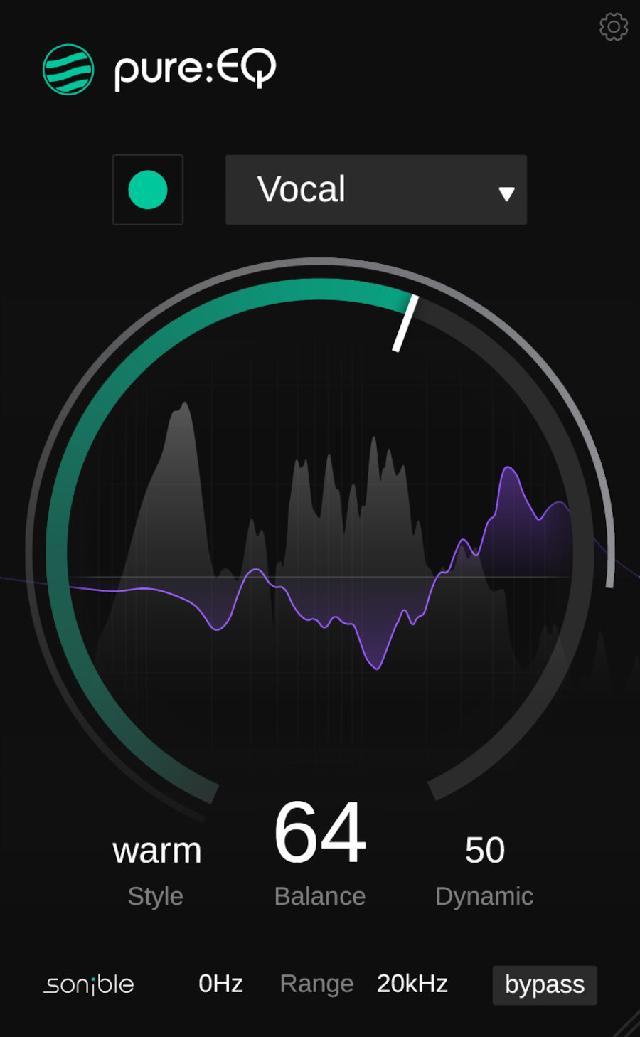 AI-assisted EQ that creates spectral balance with adjustable Style, Dynamic response and frequency Range controls.