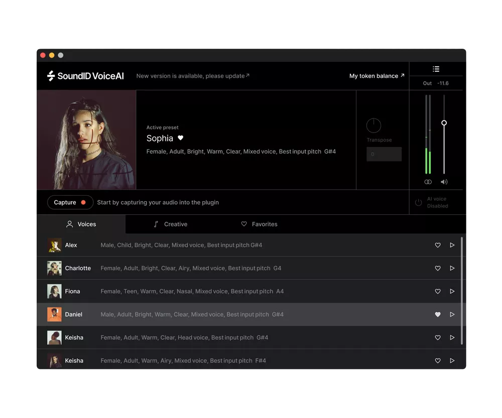 AI vocal and instrument conversion plugin with local perpetual or token-based cloud processing.