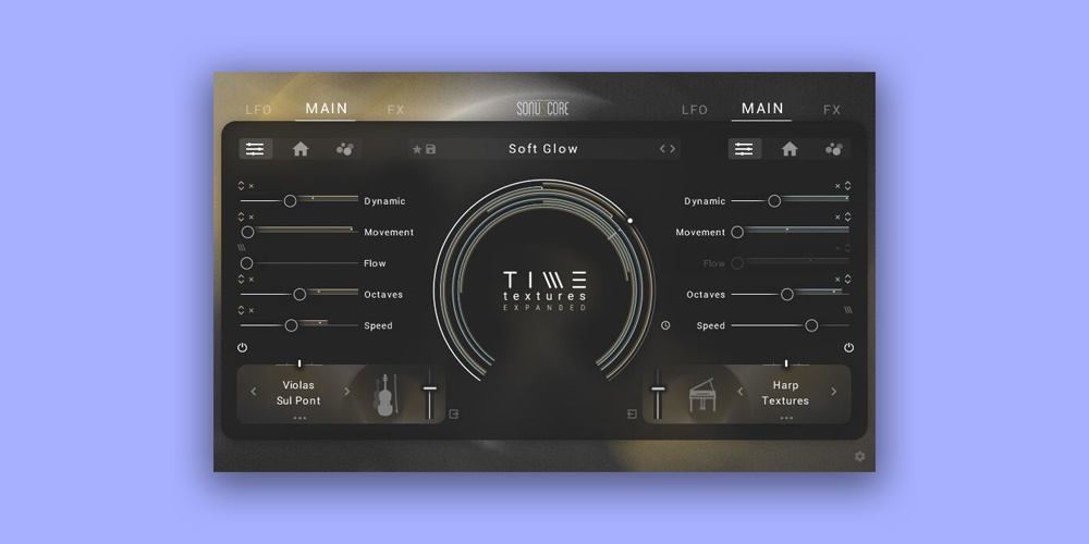 Kontakt library that produces evolving acoustic and orchestral textures with legato flow and rhythmic motion.