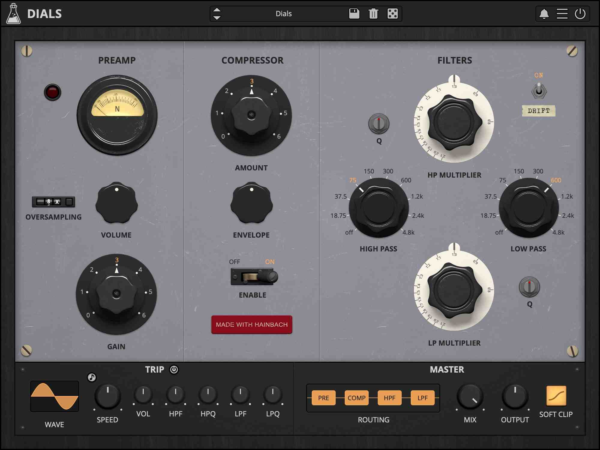 A vintage-inspired tube preamp and analogue-style filter channel strip for characterful processing and experimental filtering.