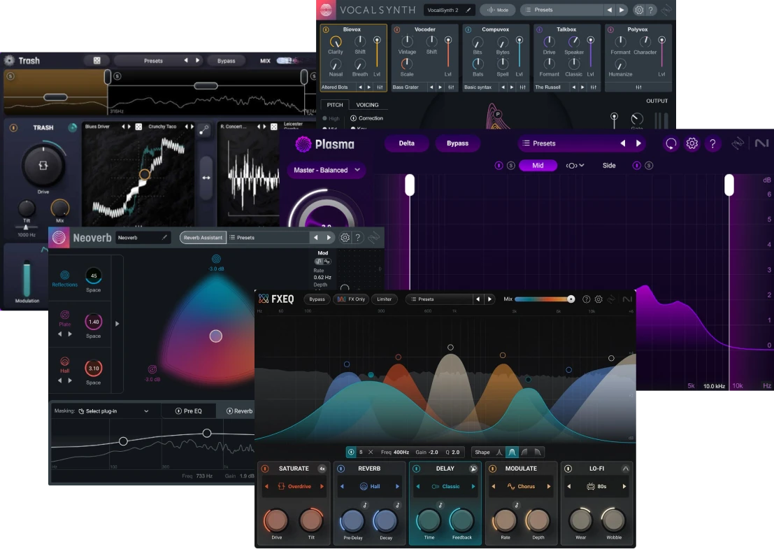 A set of iZotope tools for adding character, shaping vocals, creating reverbs, and mangling sounds.