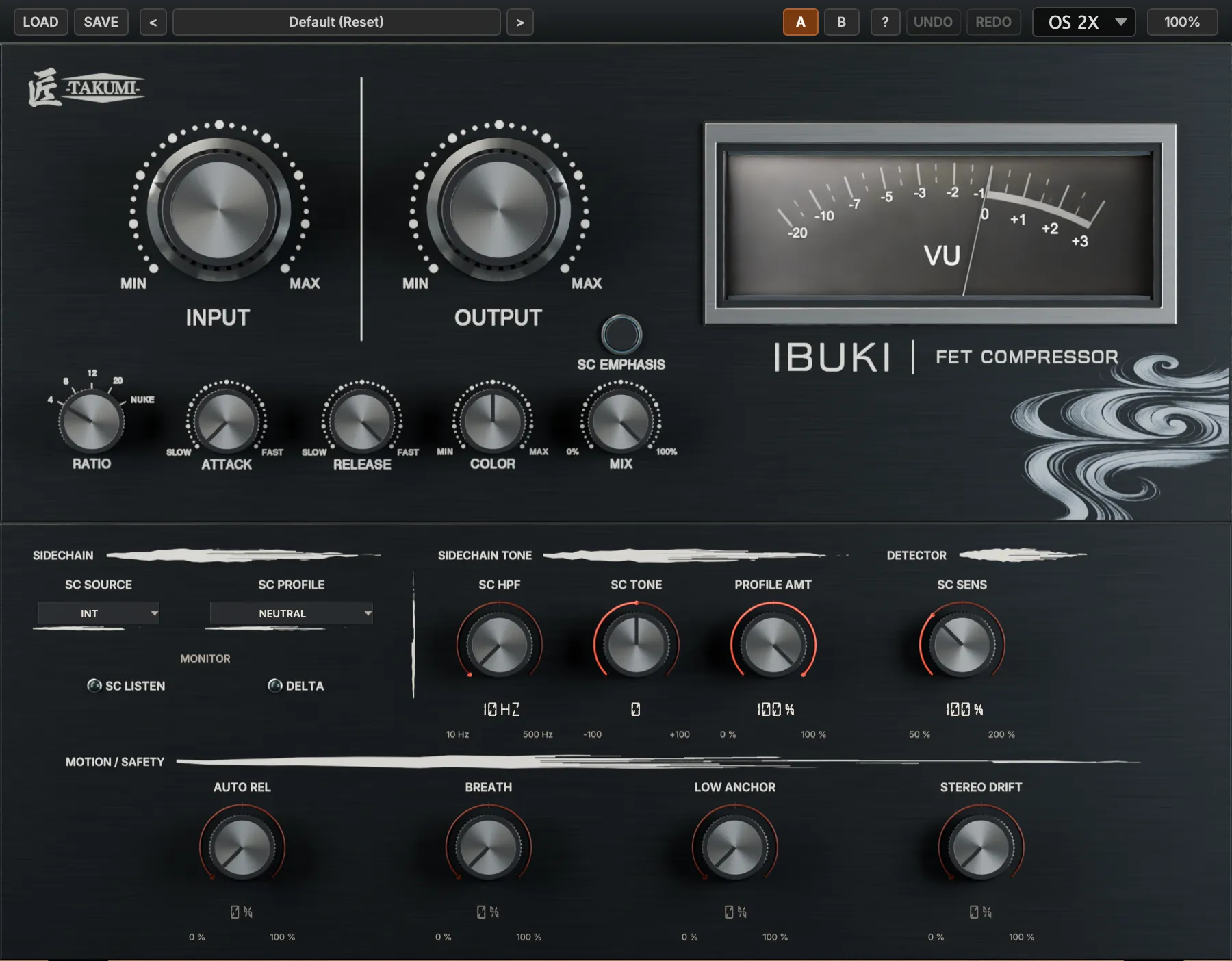 Fast FET compressor with analog-style color, parallel mix and a detailed PRO detector mode.