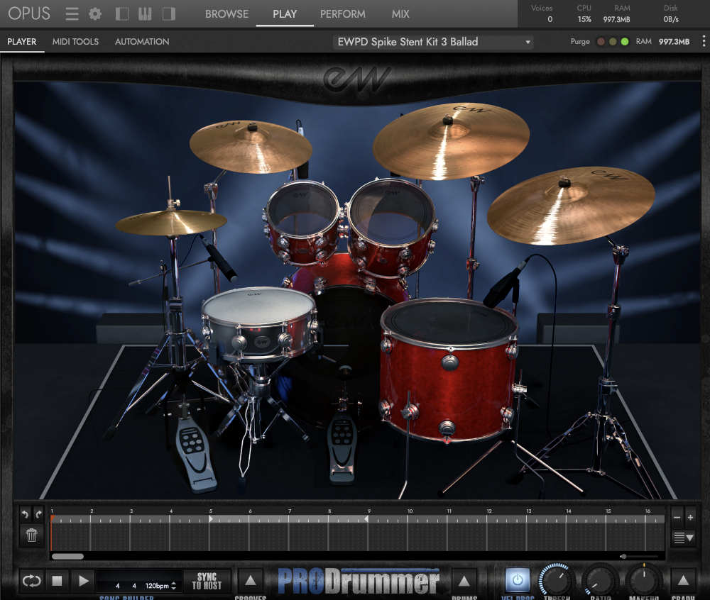 EastWest Sounds ProDrummer 1 & 2 Bundle plugin interface on sale at Plugin Boutique, 40% off until Jun 14